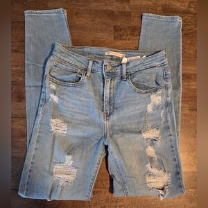 Levis 721 High Rise Distressed Skinny Jeans